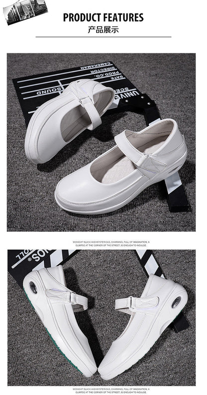 xiangtuibao Mary Jane Slip Buckle Flat Resistant Comfort White Nursing Work Shoes Womens Grils Casual B178 New