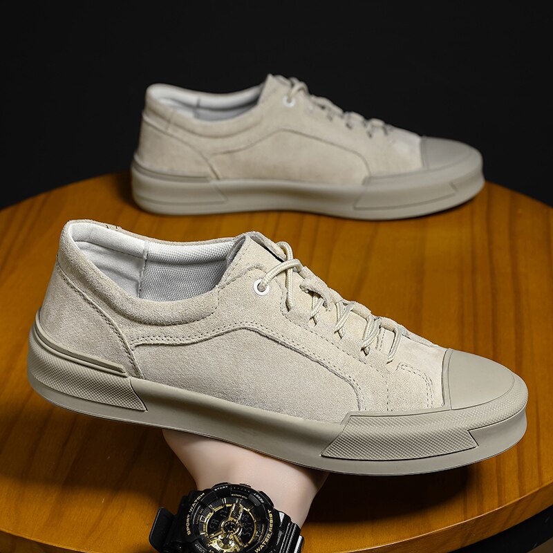 New Suede Leather Lace-up Men Casual Shoes Hand-stitched Men's Shoes Skateboard Tenis Footwear Man Sneakers Fashion Canvas Shoes