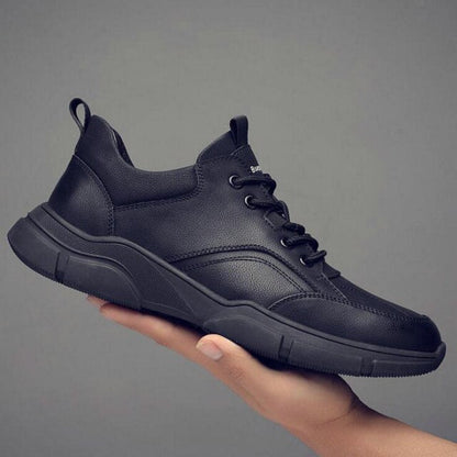 Genuine Leather Men Casual  Shoe Brand High quality all Black  white  Men's leather casual shoes Fashion Sneakers A31-01