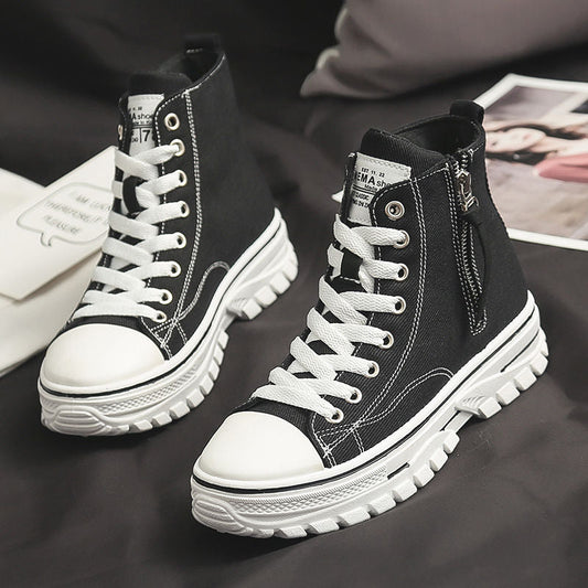 xiangtuibao    Autumn New Style Women Casual Shoes Platform Sneakers PU Leather Shoes Woman High Top White Shoes Tenis Feminino  A1-204