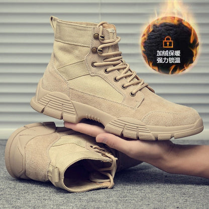 xiangtuibao Martin boots men's summer breathable high-top combat boots special forces desert military training leather boots hiking shoes