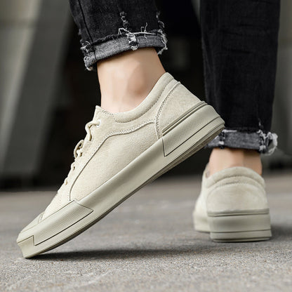 New Suede Leather Lace-up Men Casual Shoes Hand-stitched Men's Shoes Skateboard Tenis Footwear Man Sneakers Fashion Canvas Shoes