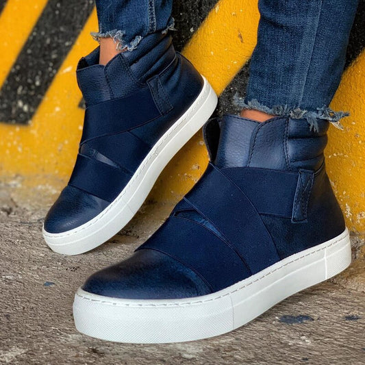 Chekich Men's Boots Navy Blue Faux Leather Elastic Band Closure Spring & Autumn Seasons High Quality Sneakers  Fashion Wedding Male Solid Basic Comfortable Flexible Odorless Ankle Sewing Base Office Nature CH023 V4