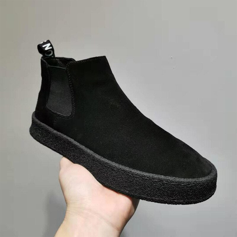 xiangtuibao Spring Men Shoes Suede Leather High-top Men Casual Shoes Slip-on Mens Loafers Comfortable Flat Man Boots Zapatos Hombre