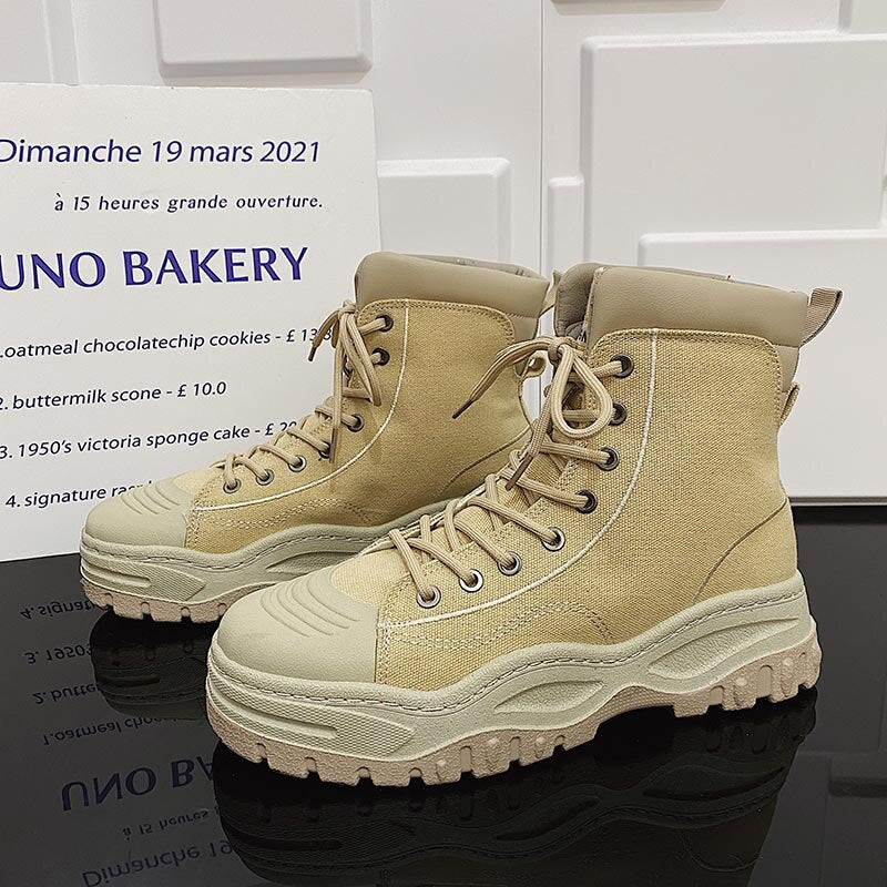 New Fashion casual Mens Platform Shoes High Top Chunky Mens Sneakers Hong Kong Style Breathable Martin Boots Zapatos De Hombre