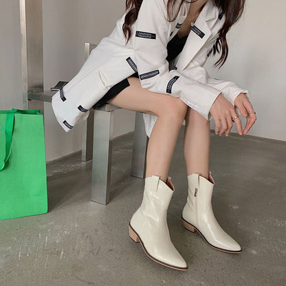 Fashion Boots for Women High Heels Boots Autumn Early Winter Shoes Brand Ladies Ankle Botas Square Heel 4.5cm A3853