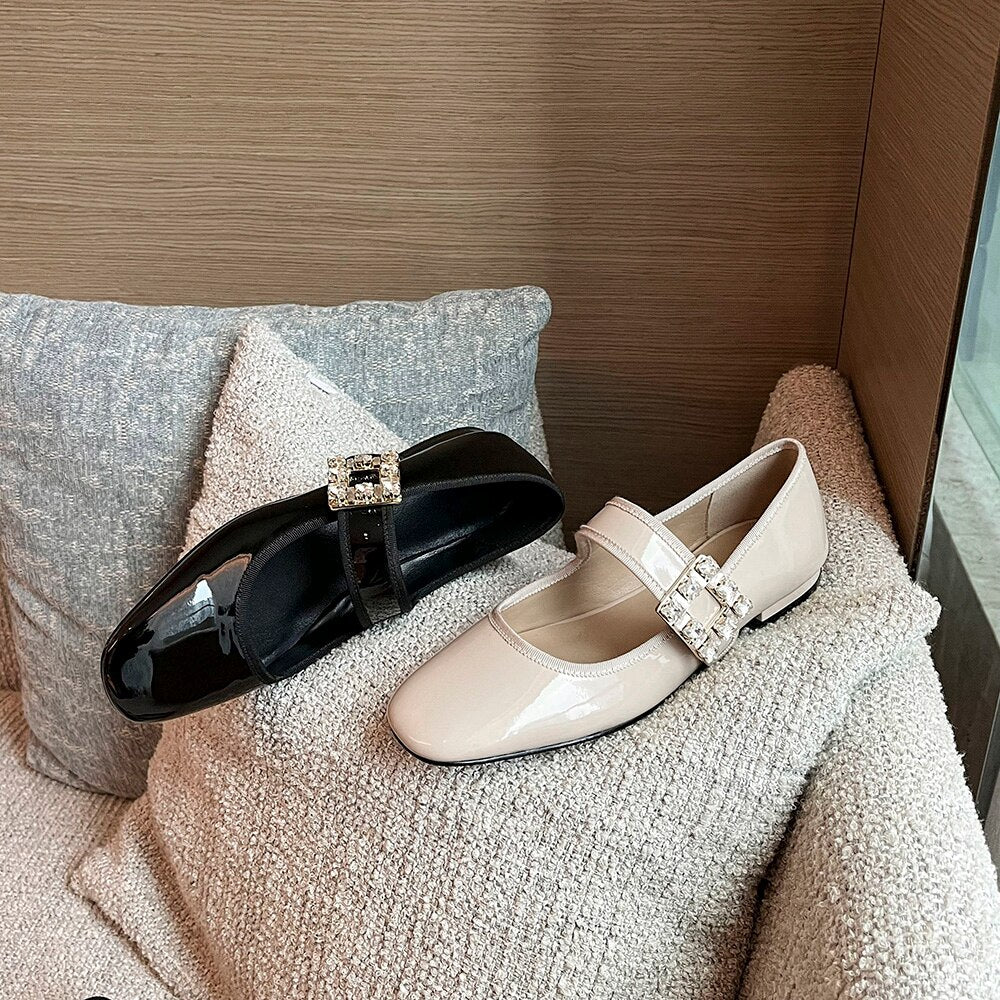 Luxury Brand New Fashion Loafers Women's Flat Shoes Beautiful Rhinestone Mary Jane Shoes Female Dating Ballet Shoes