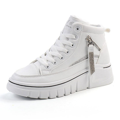 Women's High Top Casual Sports Shoes Autumn And Winter Fashion Thickened Vulcanized Shoes Tennis Women's White Casual Shoes