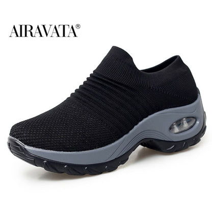 Women's Casual Shoes Chunky Sneakers Platform Walking Shoes Fashion Knited Casual Loafers Size 35-42