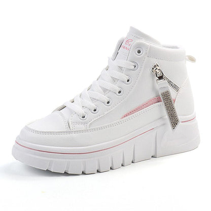 Women's High Top Casual Sports Shoes Autumn And Winter Fashion Thickened Vulcanized Shoes Tennis Women's White Casual Shoes