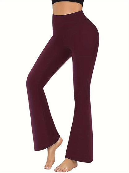 Soft & Stretchy High-Waisted Flare Leggings - Tights & Pants with Tummy Control, Bootleg Bell Bottom Design, Comfortable and Breathable Fabric for Everyday Wear