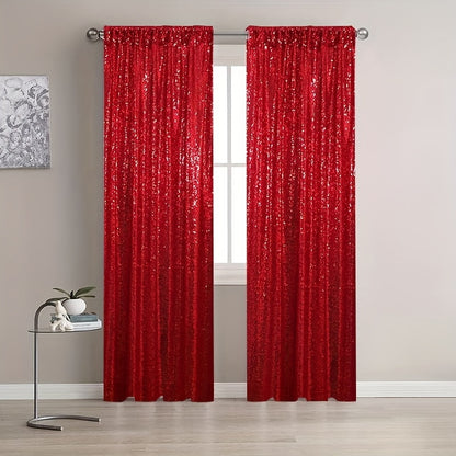 2pcs Sequin Backdrop Curtains Glitter Photo Booth Backdrops Curtains Sparkly Photography Background Drapes For Parties Birthday Wedding Bridal Home Hotel Decorations, 2ft*8ft/61cm*244cm