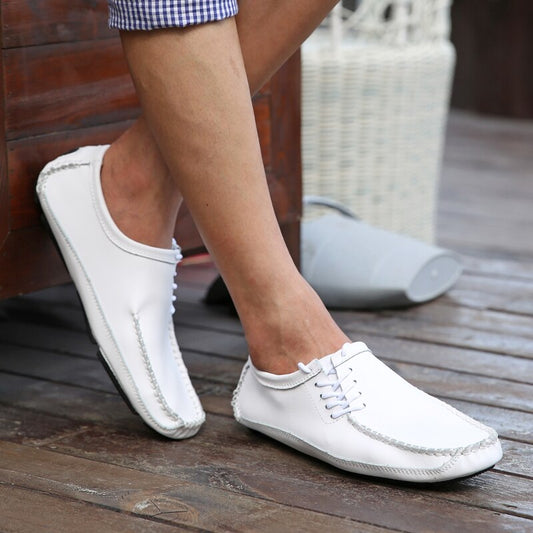xiangtuibao Men Casual Shoes Luxury Brand Mens Loafers Moccasins Breathable Driver Sneakers White Blue Driving Shoes Plus Size 38-47