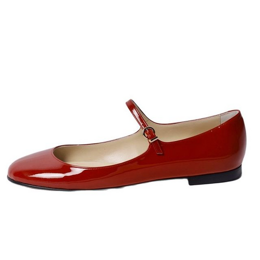 xiangtuibao Solid Color Patent Leather Mary Jane Shoes Large Size Flat Round Toe Square Heel Buckle Cute Lady Pumps