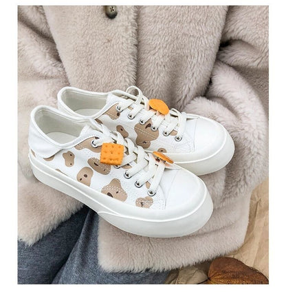 xiangtuibao   Kawaii Shoes Women Sneakers White Platform Sports Flats Tennis Girly Cute Causal Loli Female Trainer Print