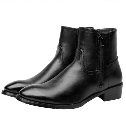 xiangtuibao  Hot Sales  Leather Genuine Cowhide Leather Boots Men High Zip Top British Fashion Men's Fashion Style Chelsea Boots Black888