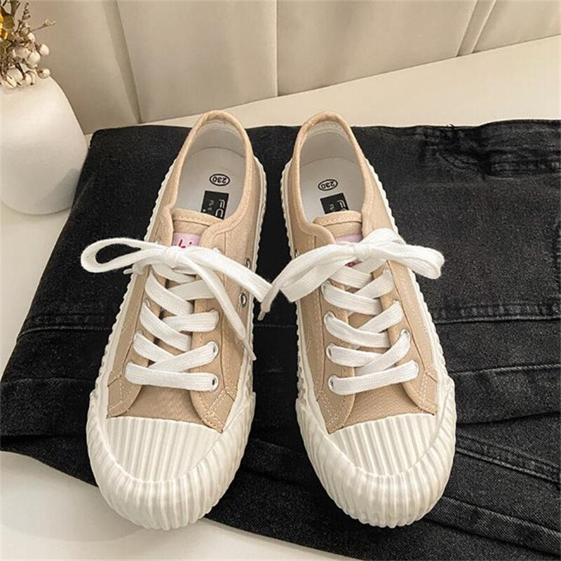 New Women's Canvas Shoes Candy Color Fashion Sneakers Spring Autumn Casual Shoes for Women Vulcanize Shoes Lace Up Classic Flats