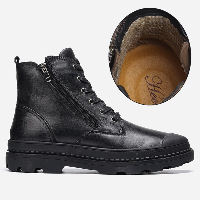 xiangtuibao Natural Cow Leather Men Winter Boots Handmade Retro Men Boots Genuine Leather Men Winter Shoes