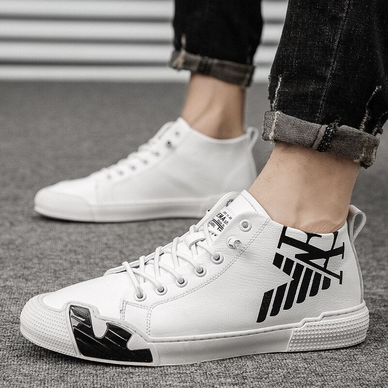 Autumn and winter high-top men's shoes Korean trend leisure white shoes students basketball sports shoes running shoes fashion