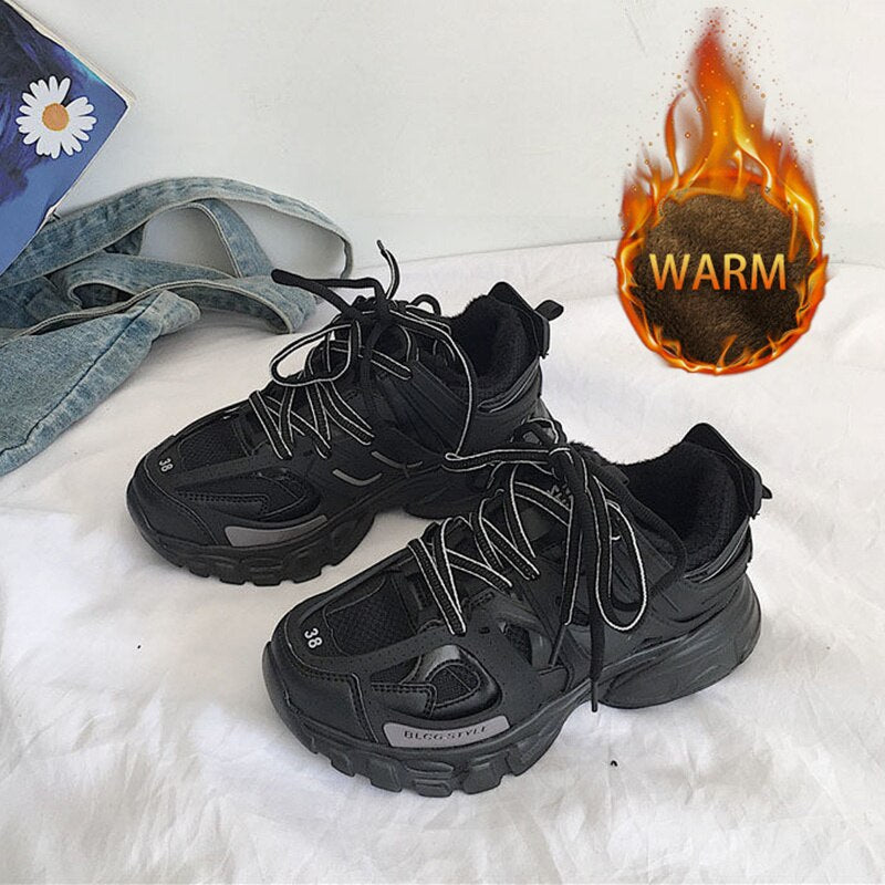 Female Male Dad Shoes  Adult Platform Trainers Stylish Casual Chunky Sneakers For Women Men White Sport Thick Sole Footwear