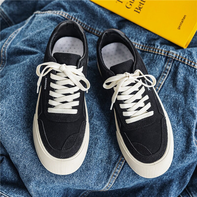 xiangtuibao Hot Black Classic Casual Men Canvas Shoes Streetwear Platform Harajuku Shoes Men Fashion Breathable Low Sneakers zapatillas lona