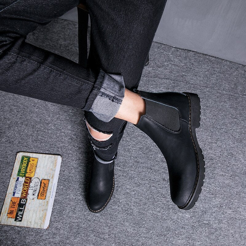 xiangtuibao Fashion Genuine Leather Chelsea Boots Men Winter Shoes Autumn Winter Warm Shoes Men Ankle Boots Cowhide Male Brand Shoes A1913