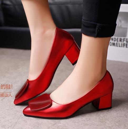 xiangtuibao  European fashion style ladies casual high-heeled shoes with rough tip OL pumps simple 2018 women's shoes for autumn and winter