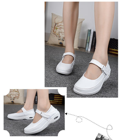 xiangtuibao Mary Jane Slip Buckle Flat Resistant Comfort White Nursing Work Shoes Womens Grils Casual B178 New