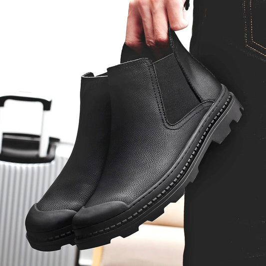 Plus Size 37-47 Winter Shoes Men Chelsea Boots Plush Fur Mens Boots Leather Footwear Mens Chelsea Boots sapato masculino zapatos