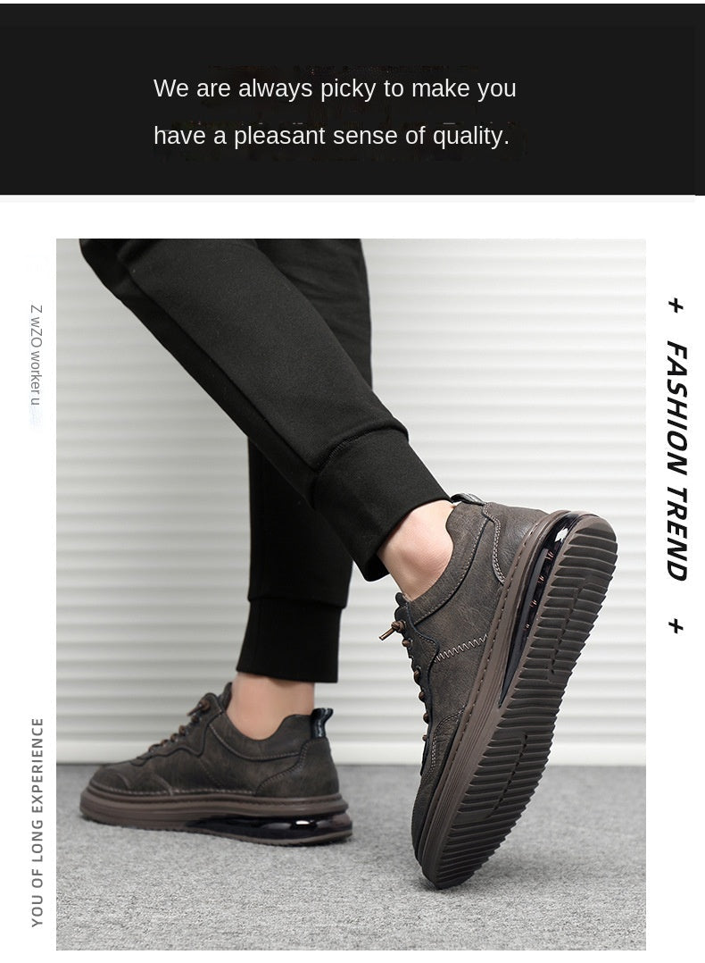 xiangtuibao New Men's Casual Sneakers One-foot Men's Shoes Fashion Trend Black Leather Shoes Cushion Trendy Shoes