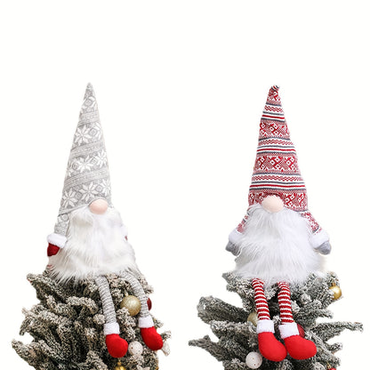 Christmas Gnome Tree Topper Decoration Set - Fabric Holiday Figurines for Christmas, Halloween, Thanksgiving, New Year - Festive Plush Gnome Ornaments, No Electricity or Battery Needed, Multi-Holiday Decor Pack