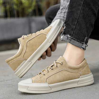 New Suede Leather Lace-up Men Casual Shoes Hand-stitched Men's Shoes Skateboard Tenis Footwear Man Sneakers Fashion Canvas Shoes