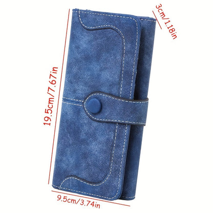 Vintage Leather Wallet for Women - Spacious & Secure with Refined Snap Closure, Plentiful Card Slots, Sturdy Zip Pocket - Stylish Long Bifold Handbag