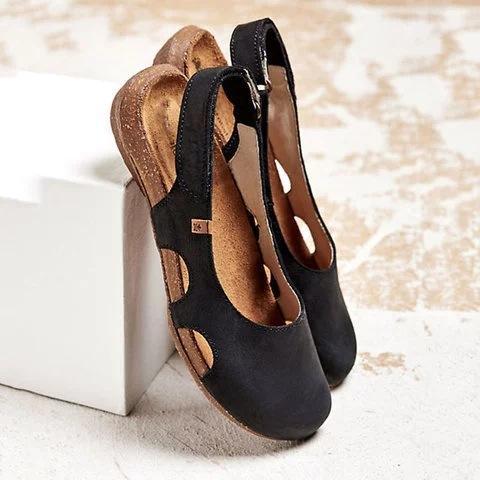 xiangtuibao New Women Casual Wedges Sandals Summer Buckle Hot Gladiator Retro Non-slip Sandals Flock Ladies Party Office Shoes