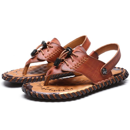 Genuine Leather Sandals Men Shoes Cow Leather Half Drag Beach Flip Flops Summer Outdoor Footwear Male Leisure Plus Size Slippers