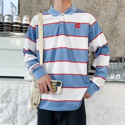 xiangtuibao Men Polo Shirt Men's Casual Cotton Male Oversized Top Tees Autumn Long Sleeve Turn-down Collar Loose Polo Shirts