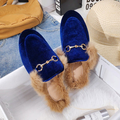 New autumn and winter slippers for women Muller slippers for women thermal fashion rabbit hair and wool wrapped half slippers