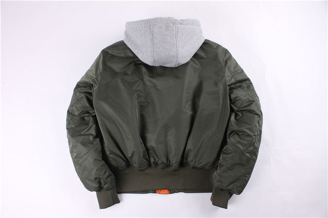 Winter oversized MA-1 with hooded streetwear hip hop army military coats clothes bomber flight air force pilot jacket men