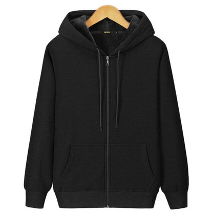 xiangtuibao New Winter Plus Men Hoodie Plus Velvet Thick Pure Cotton Solid Color Warm And Soft Ladies Zipper Coat Casual Sweatshirt