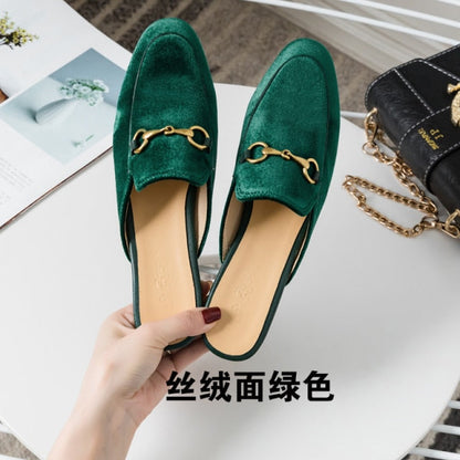 xiangtuibao  Fur Slides Muller Shoes  New Women's Fluffy Slippers Outerwear Rabbit Fur Toe Cap Half Slippers Lazy Flats furry slides