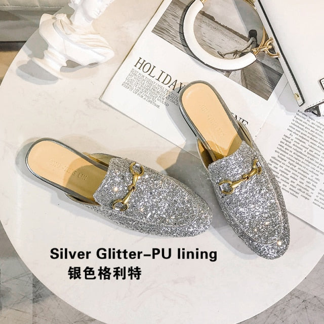 xiangtuibao  Fur Slides Muller Shoes  New Women's Fluffy Slippers Outerwear Rabbit Fur Toe Cap Half Slippers Lazy Flats furry slides