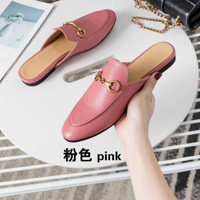 xiangtuibao  Fur Slides Muller Shoes  New Women's Fluffy Slippers Outerwear Rabbit Fur Toe Cap Half Slippers Lazy Flats furry slides