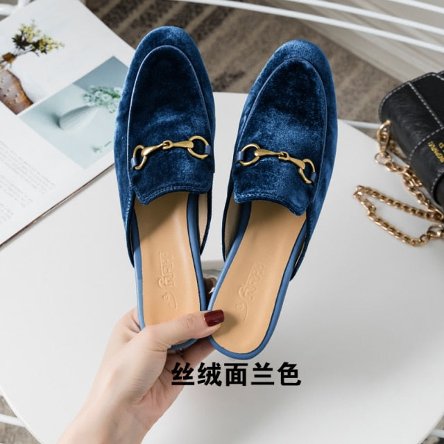 xiangtuibao  Fur Slides Muller Shoes  New Women's Fluffy Slippers Outerwear Rabbit Fur Toe Cap Half Slippers Lazy Flats furry slides