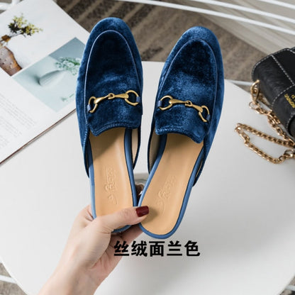 xiangtuibao  Fur Slides Muller Shoes  New Women's Fluffy Slippers Outerwear Rabbit Fur Toe Cap Half Slippers Lazy Flats furry slides