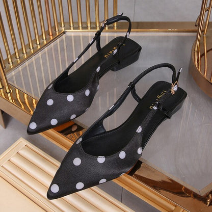 xiangtuibao   New female Sandals Shallow Mouth Fashion Polka Dot Single Shoes Women Pointed Toe Slingbacks Pumps Women's Shoes size 33-43