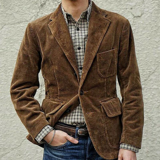 xiangtuibao Men's Jackets High Quality Corduroy Blazer Men Suit Slim Fit Casual Blazers Gift for Husband/Father Black Brown Color