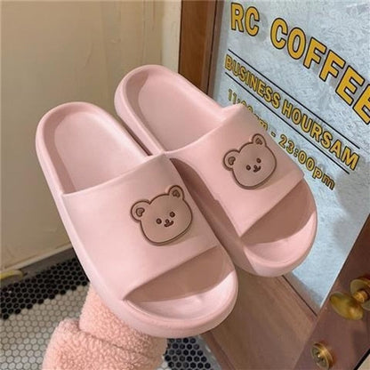 Bear Slippers Women's Summer Flip-Flops Sandals  Platform Casual House of Sunny Kawaii Home Soft