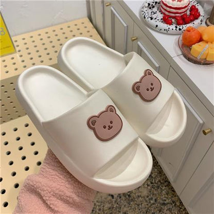 Bear Slippers Women's Summer Flip-Flops Sandals  Platform Casual House of Sunny Kawaii Home Soft