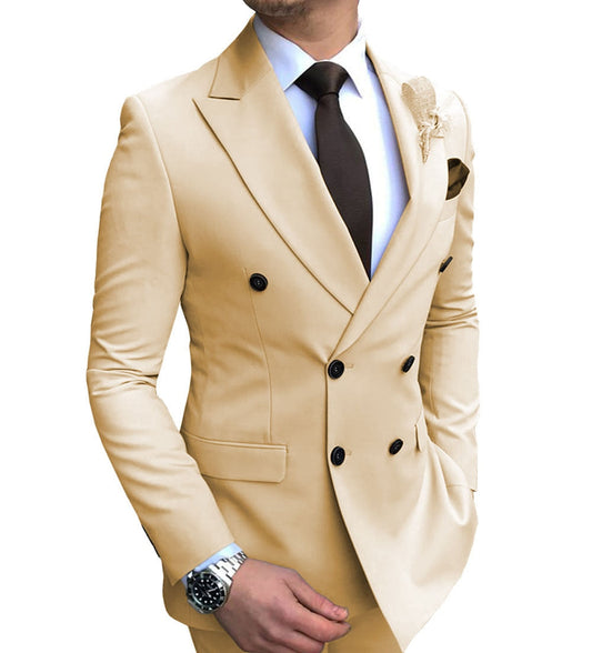 xiangtuibao Mens Double-Breasted Suit Jacket Slim Fit Casual Peak Lapel Blazer Jacket for Weeding Groomman Prom Business (Only Blazer)