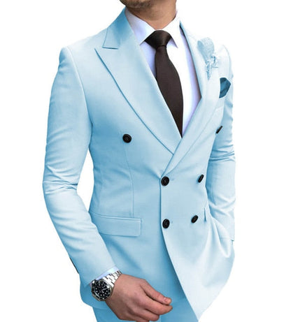 xiangtuibao Mens Double-Breasted Suit Jacket Slim Fit Casual Peak Lapel Blazer Jacket for Weeding Groomman Prom Business (Only Blazer)